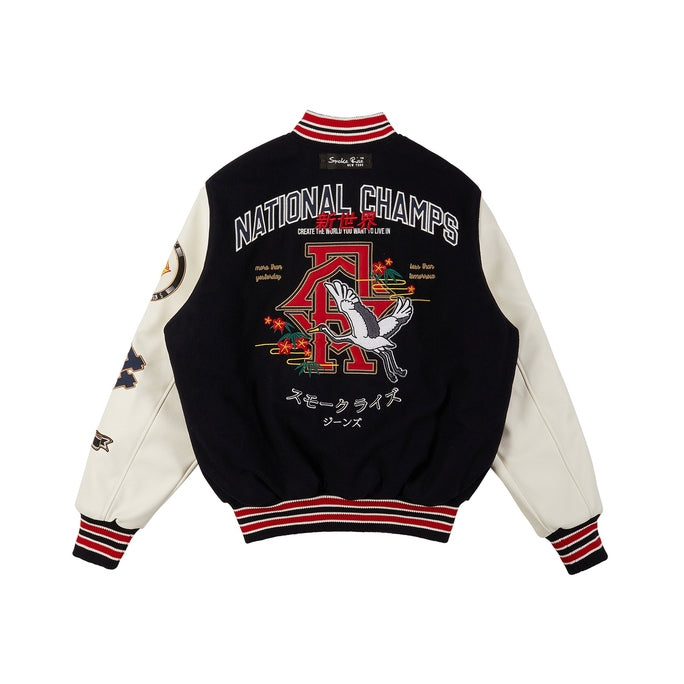 Tokyo Varsity Jacket - Navy | SMOKERISENY.COM