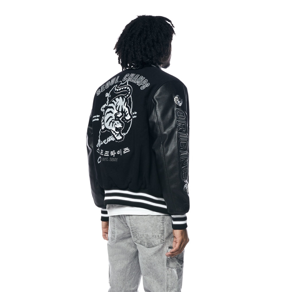 Smoke Rise Seoul Varsity Jacket - Black