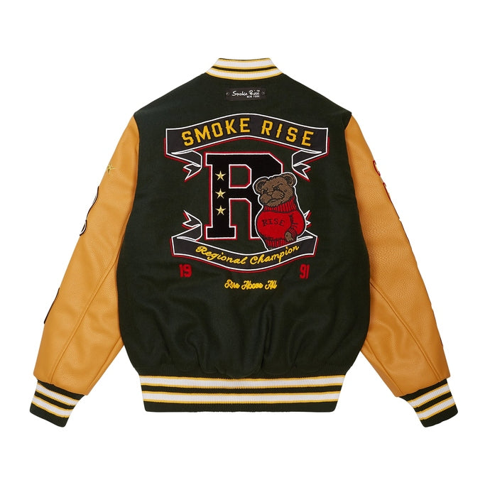 Smoke Rise Teddy Varsity Jacket - Green