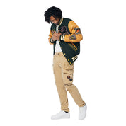 Smoke Rise Teddy Varsity Jacket - Green