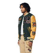 Smoke Rise Teddy Varsity Jacket - Green