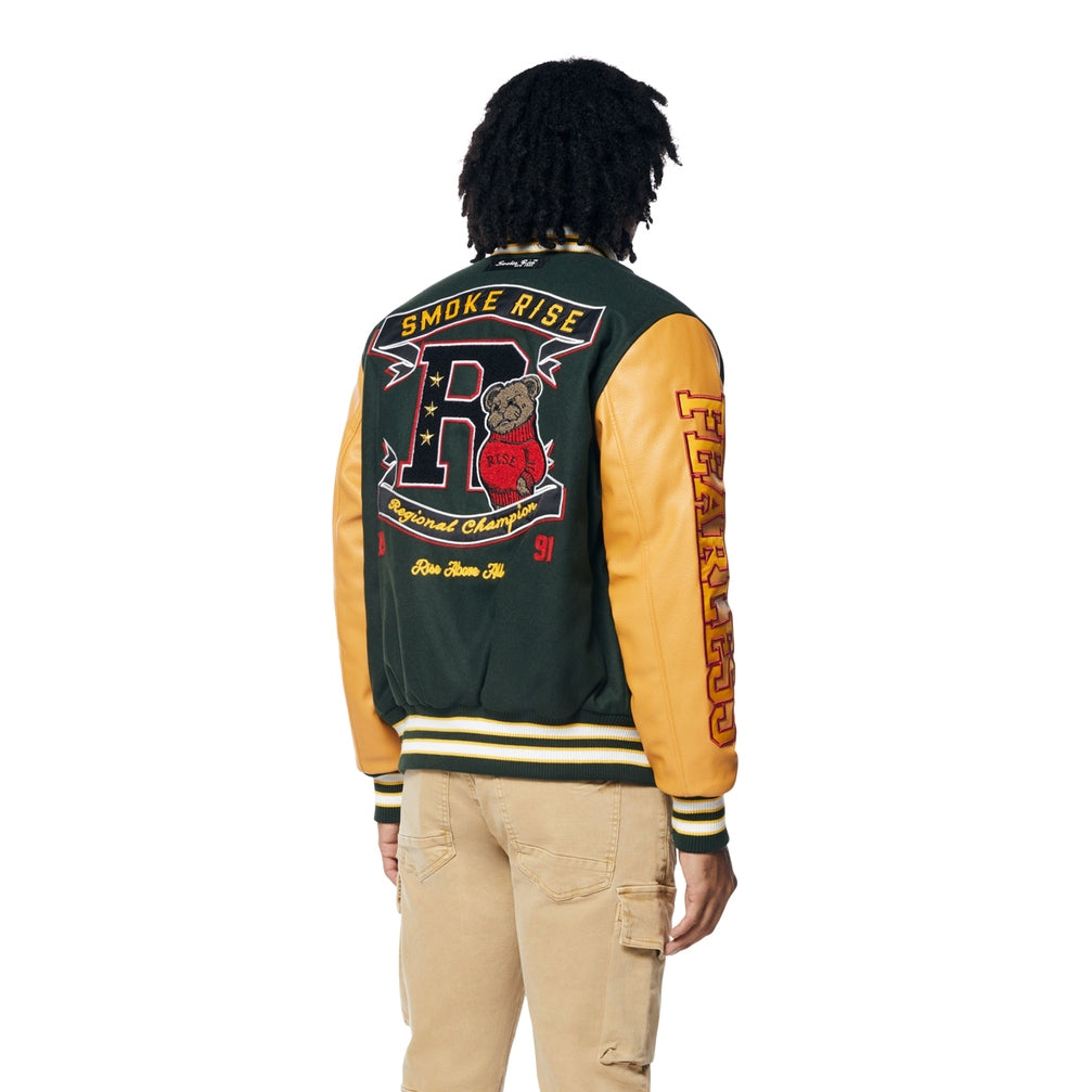 Smoke Rise Teddy Varsity Jacket - Green