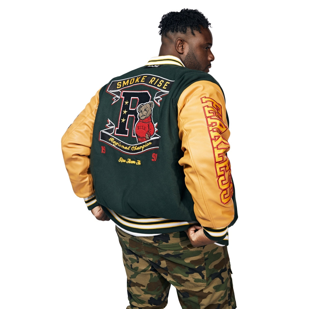 Smoke Rise Big and Tall Big And Tall Teddy Varsity Jacket - Green