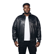 Smoke Rise Big and Tall Big And Tall Vegan Leather Varsity Jacket - Black