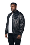 Big And Tall Vegan Leather  Varsity Jacket - Black