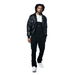 Vegan Leather Varsity Jacket - Black