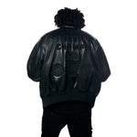 Vegan Leather Varsity Jacket - Black