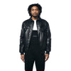 Vegan Leather Varsity Jacket - Black