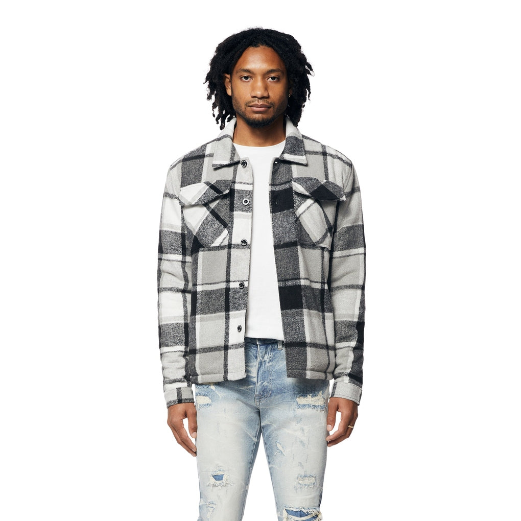 Smoke Rise Plaid Flannel Shacket - Graphite