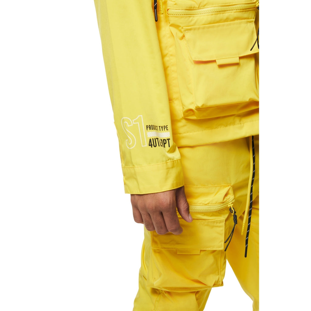 Smoke Rise Hooded Full Zip Utility Windbreaker Jacket - Canary