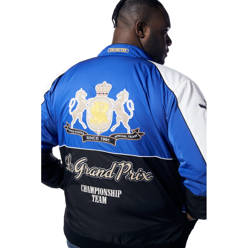 Smoke Rise Big and Tall Big and Tall - Euro Racing Windbreaker Jacket - Royal