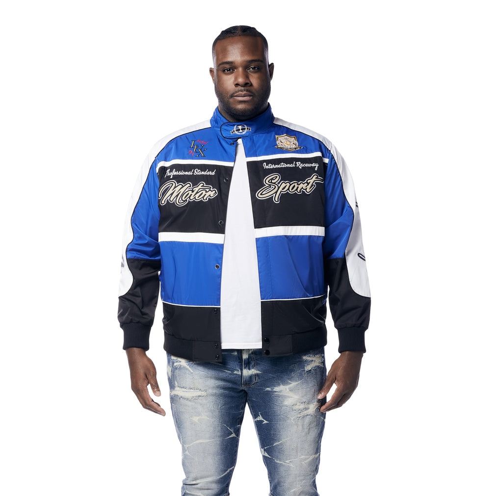 Smoke Rise Big and Tall Big and Tall - Euro Racing Windbreaker Jacket - Royal