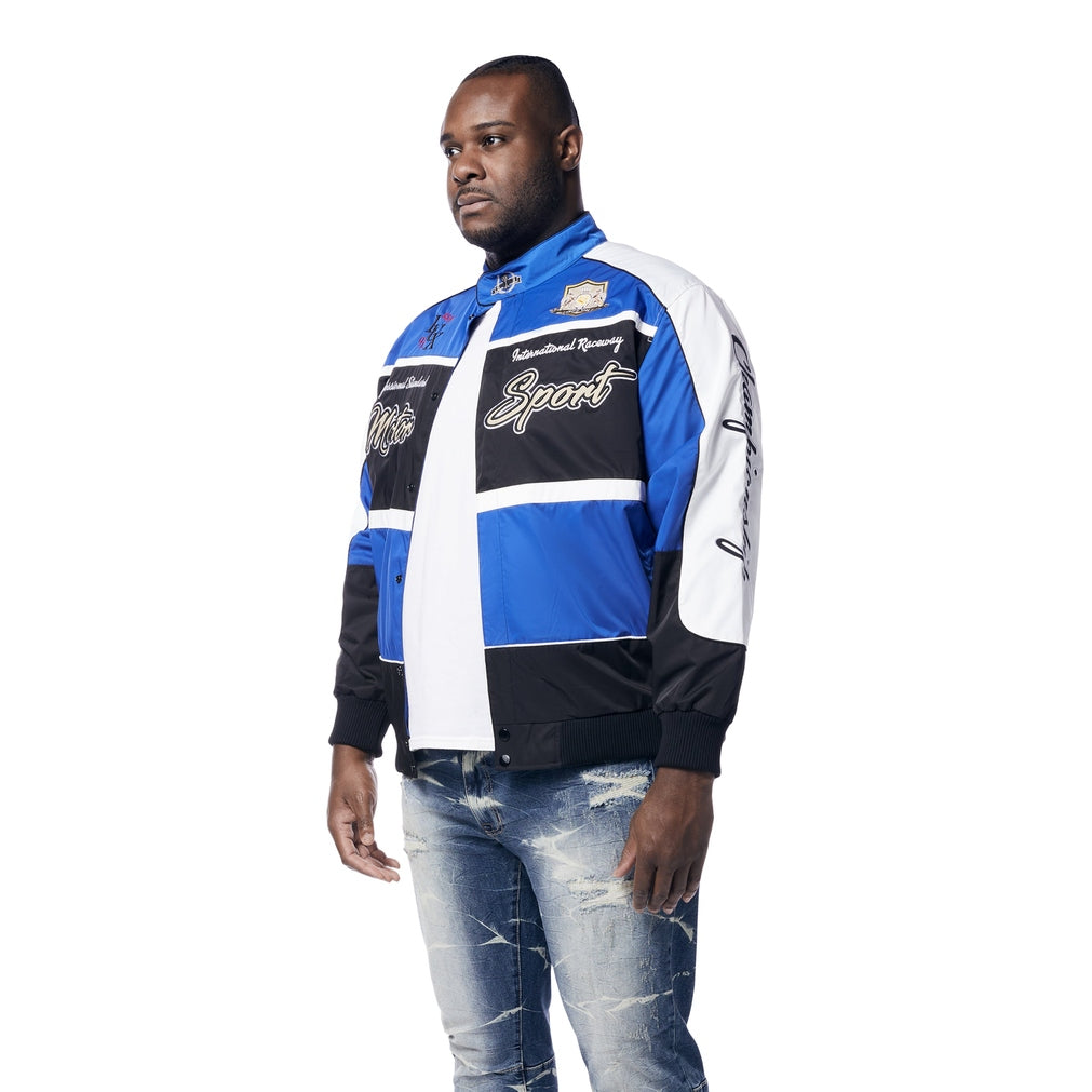 Smoke Rise Big and Tall Big and Tall - Euro Racing Windbreaker Jacket - Royal