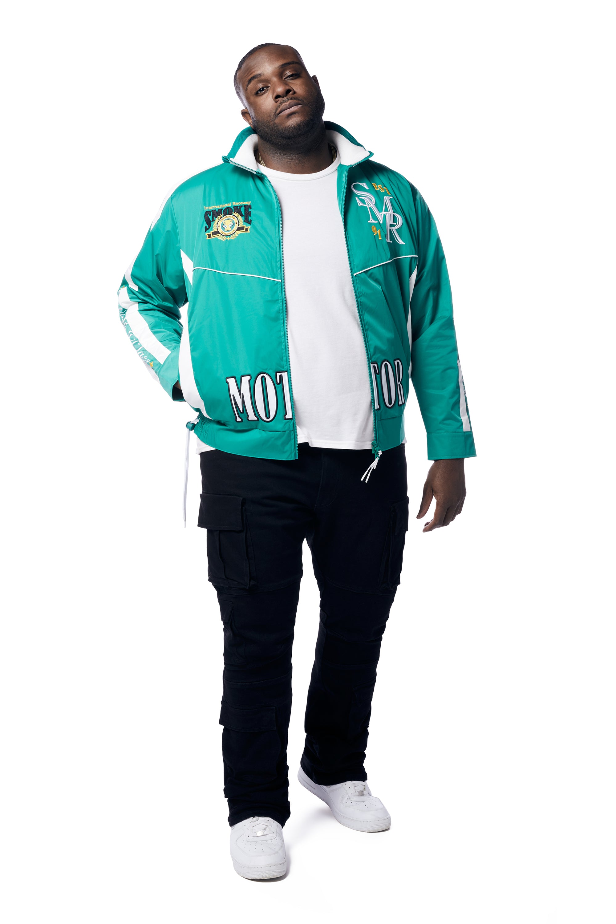 Big and Tall - Euro Racing Windbreaker Jacket - Hunter Green