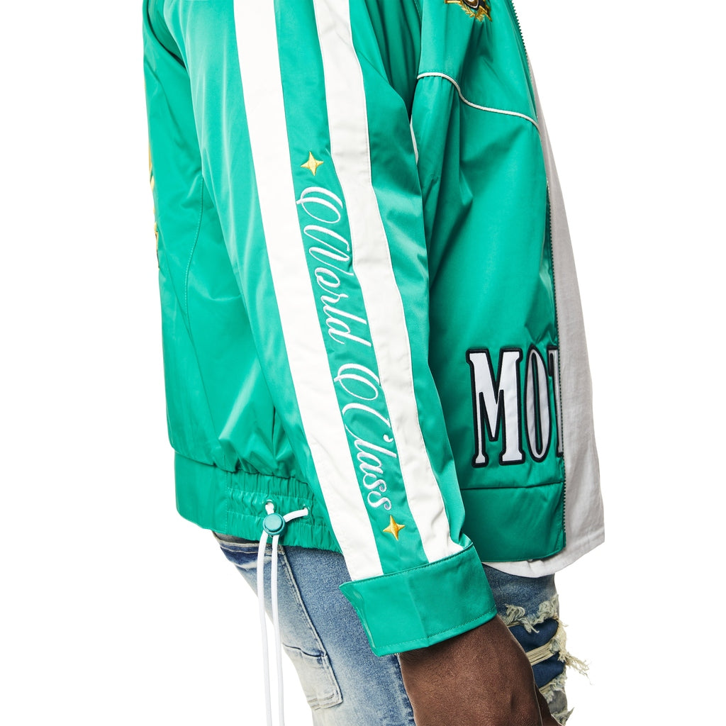 Smoke Rise Big and Tall Big and Tall - Euro Racing Windbreaker Jacket - Hunter Green