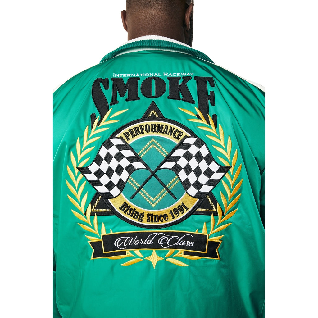 Smoke Rise Big and Tall Big and Tall - Euro Racing Windbreaker Jacket - Hunter Green