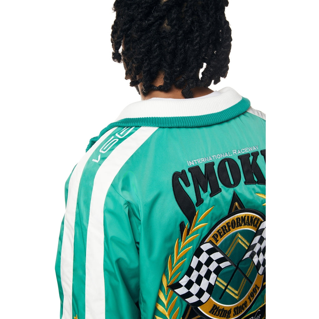 Smoke Rise Euro Racing Windbreaker Jacket - Hunter Green