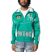 Smoke Rise Euro Racing Windbreaker Jacket - Hunter Green