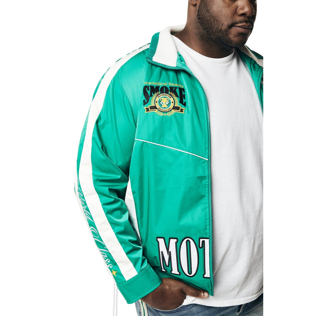 Smoke Rise Big and Tall Big and Tall - Euro Racing Windbreaker Jacket - Hunter Green