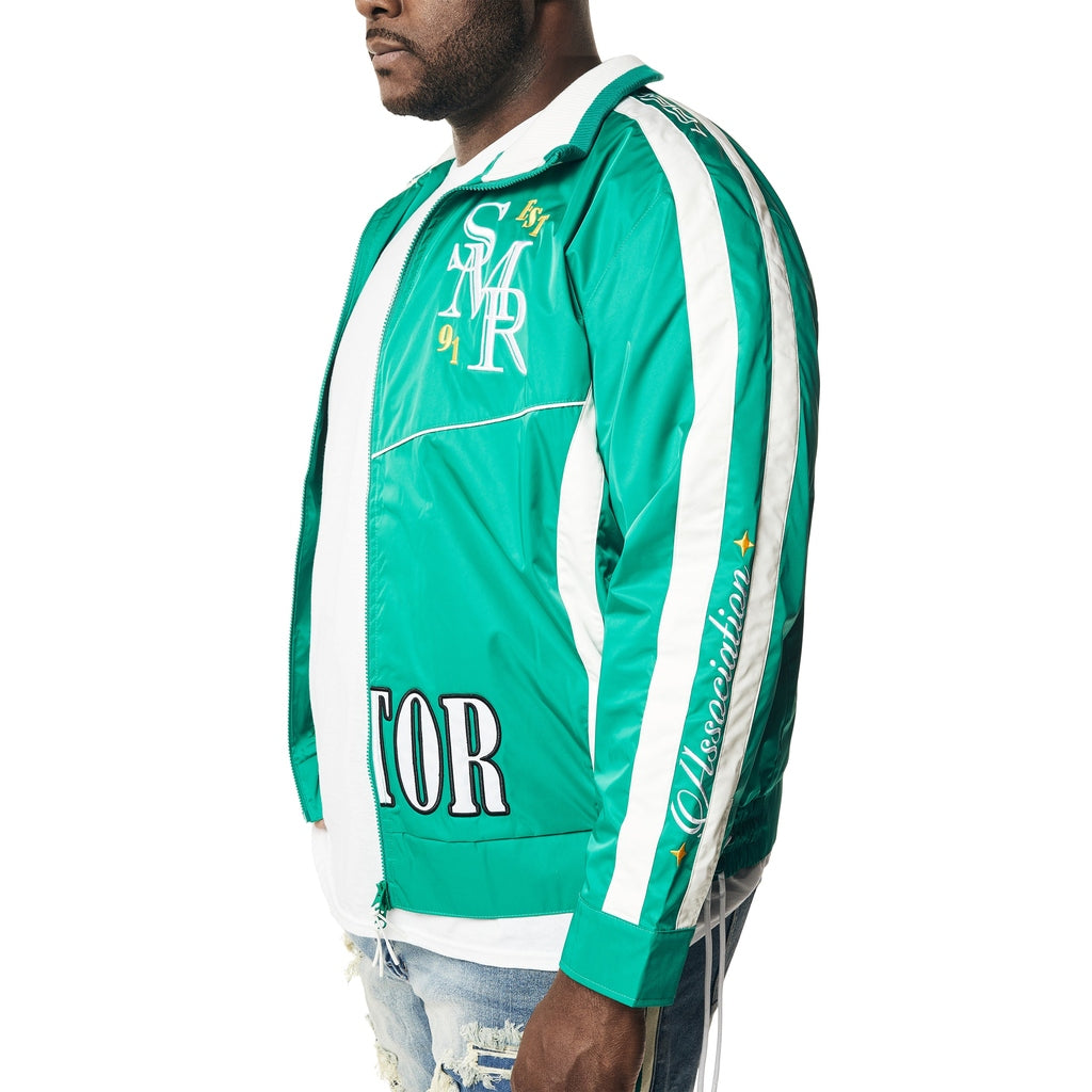 Smoke Rise Big and Tall Big and Tall - Euro Racing Windbreaker Jacket - Hunter Green