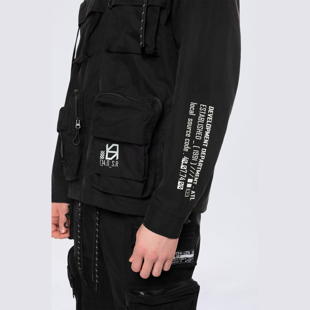 Smoke Rise Utility Windbreaker Jacket - Black