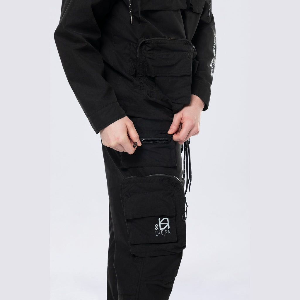 Smoke Rise Utility Cargo Windbreaker Pants - Black
