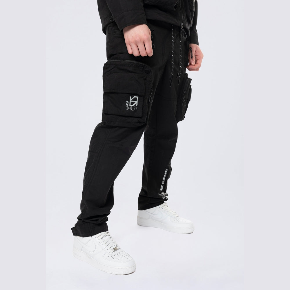Smoke Rise Utility Cargo Windbreaker Pants - Black