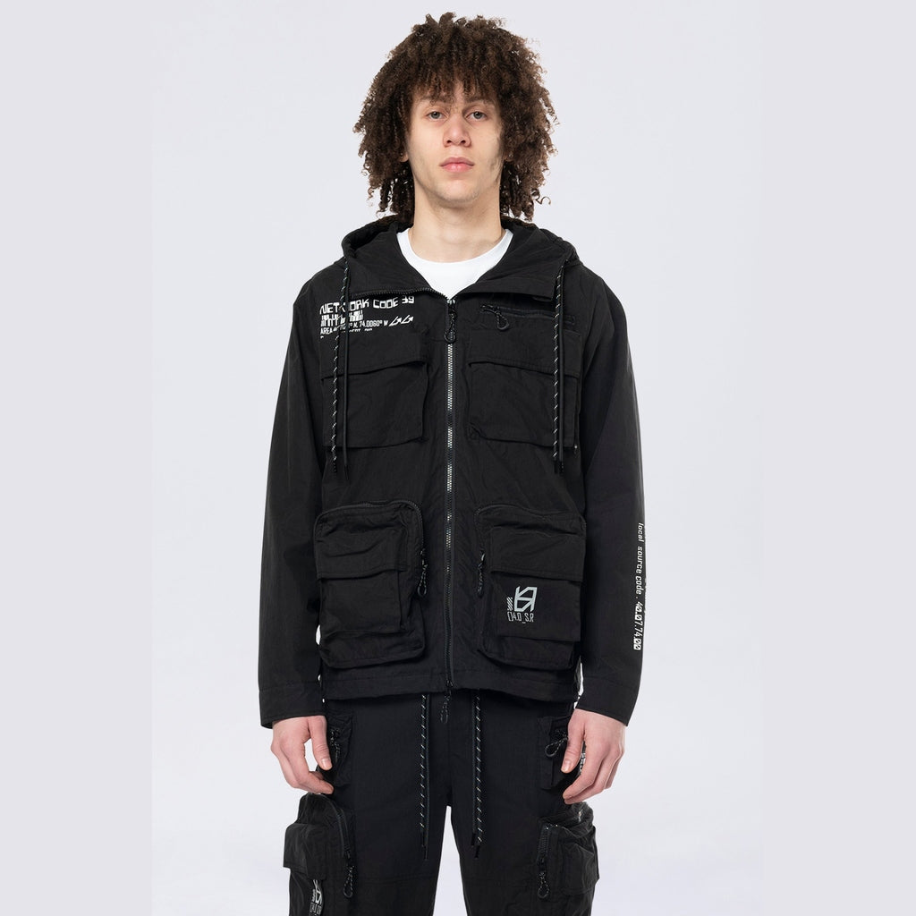 Smoke Rise Utility Windbreaker Jacket - Black