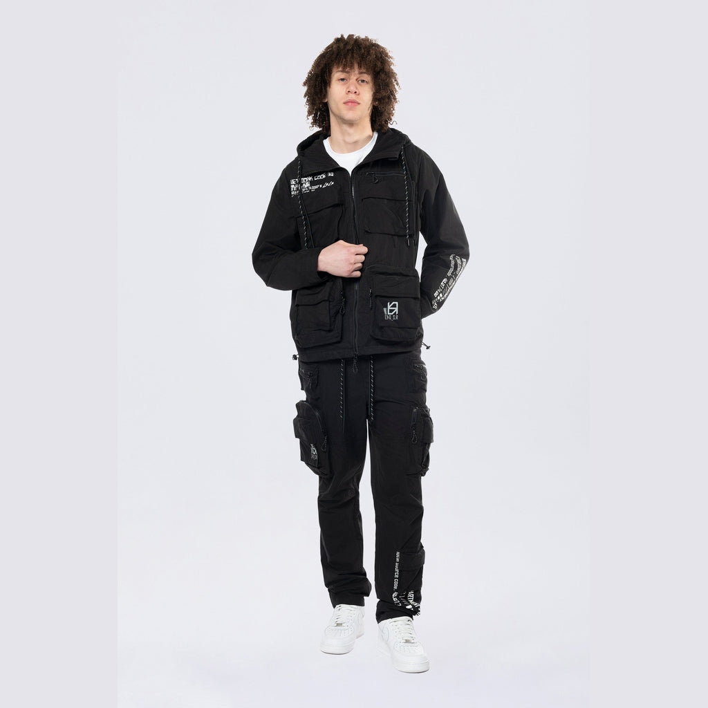 Smoke Rise Utility Windbreaker Jacket - Black