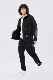 Utility Cargo Windbreaker Pants - Black