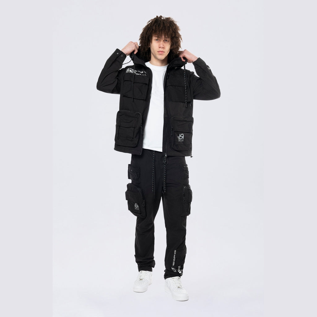 Smoke Rise Utility Windbreaker Jacket - Black