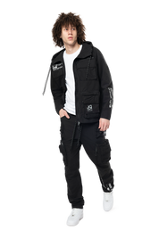 Utility Cargo Windbreaker Pants - Black