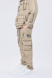 Utility Cargo Windbreaker Pants - Khaki