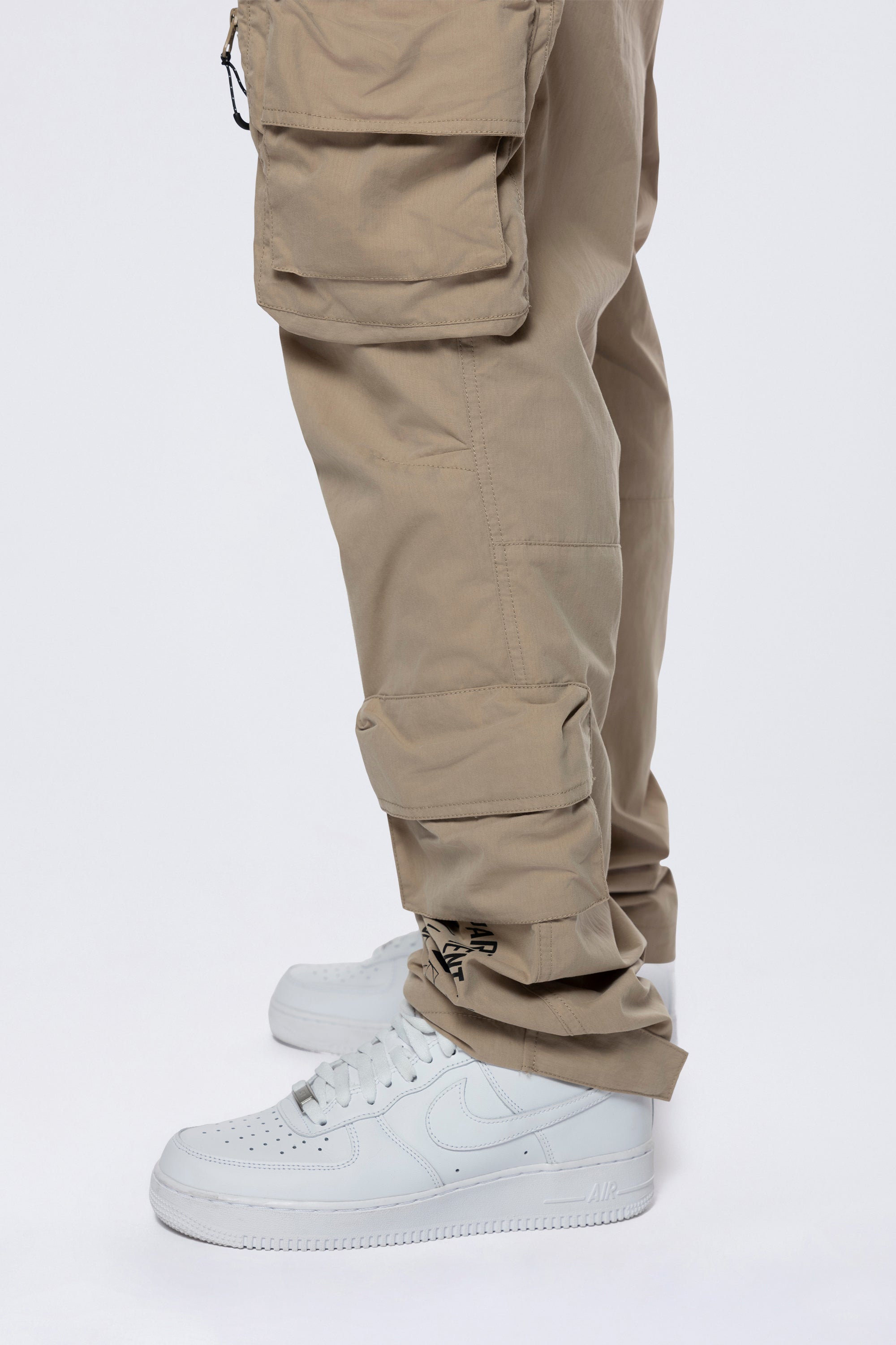 Utility Cargo Windbreaker Pants - Khaki