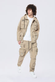 Utility Cargo Windbreaker Pants - Khaki