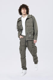 Utility Cargo Windbreaker Pants - Thyme