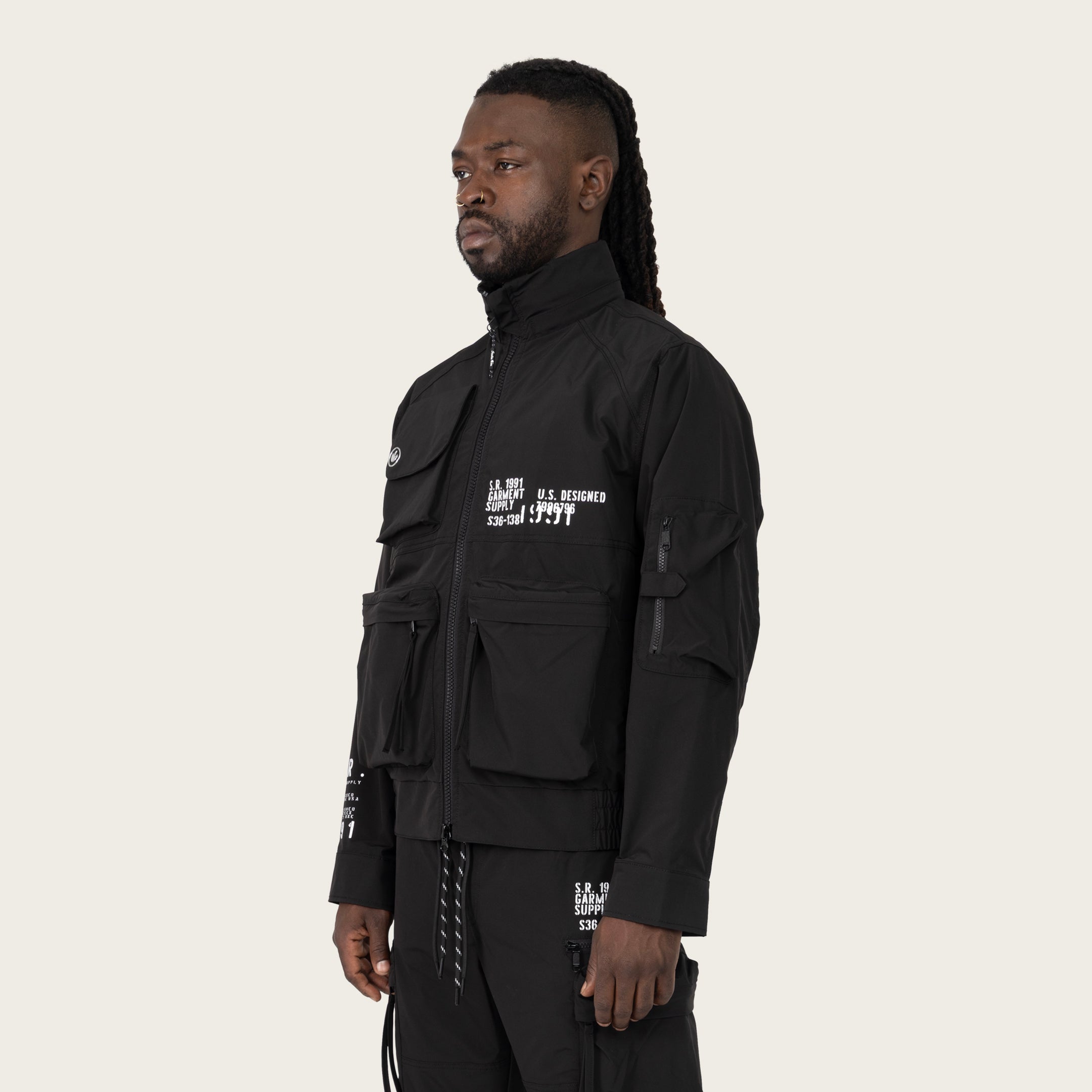 Racing Utility Windbreaker Jacket - Black