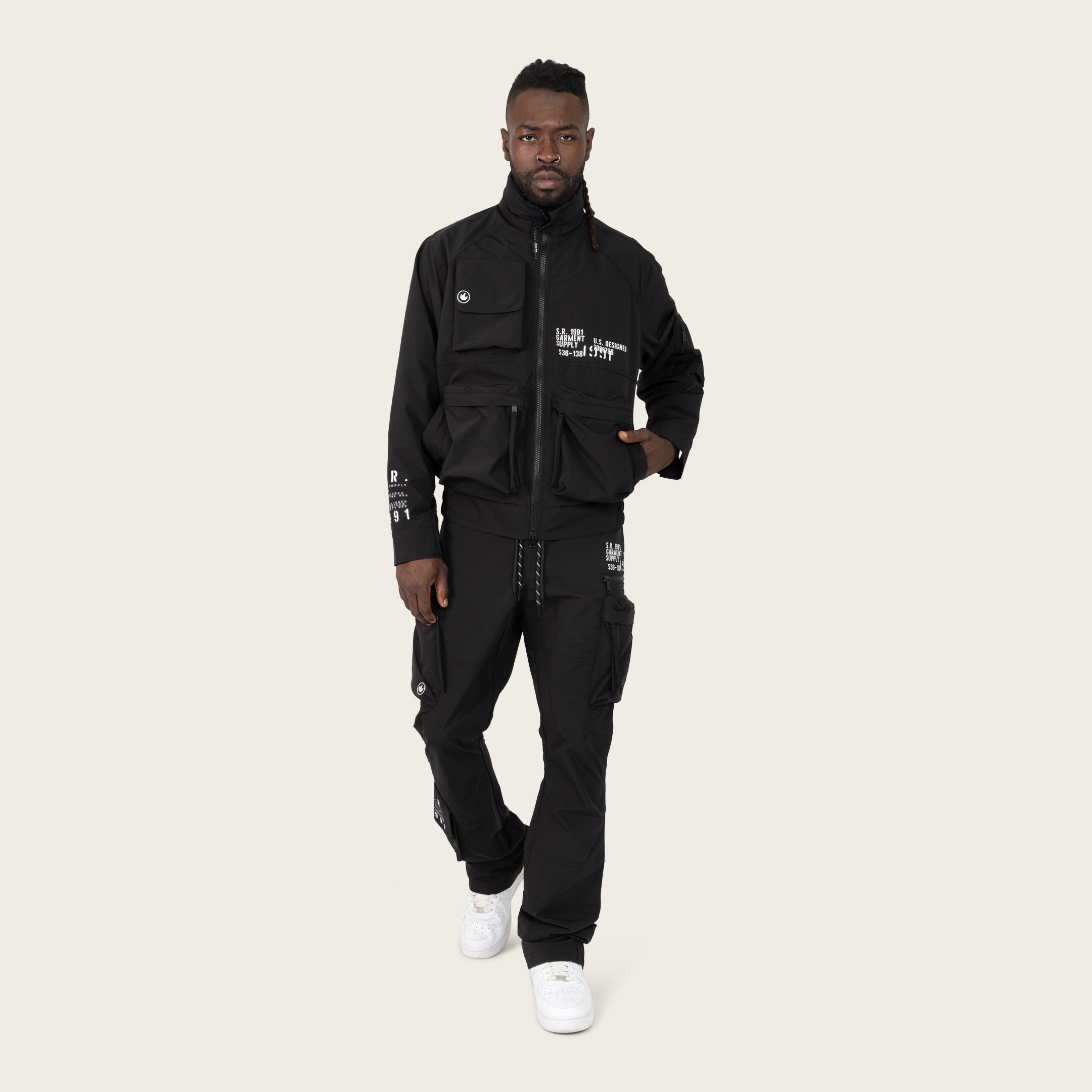 Racing Utility Windbreaker Jacket - Black