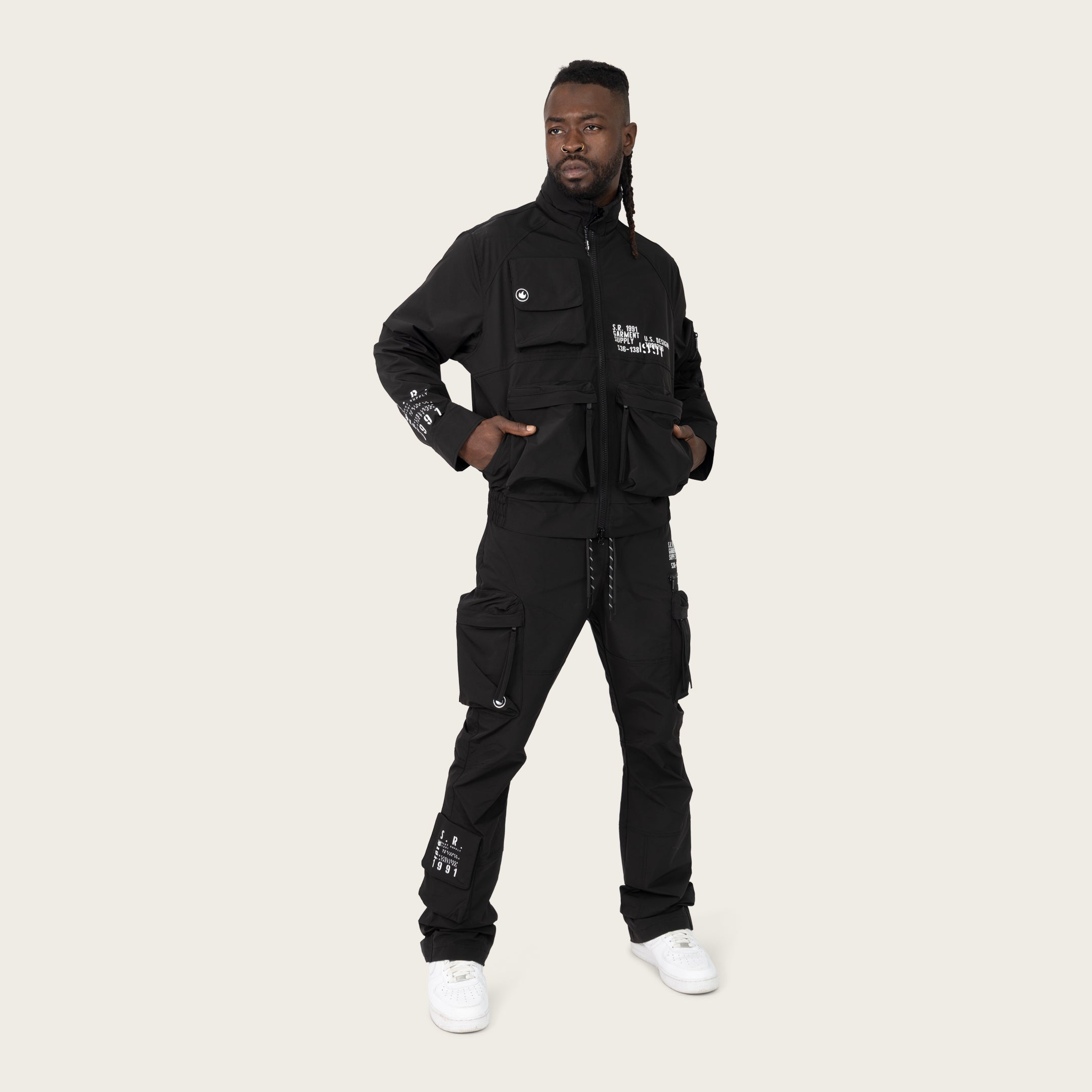 Racing Utility Windbreaker Jacket - Black