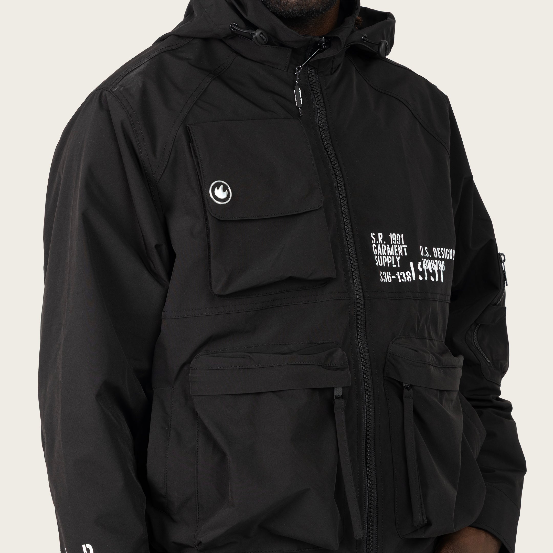 Racing Utility Windbreaker Jacket - Black