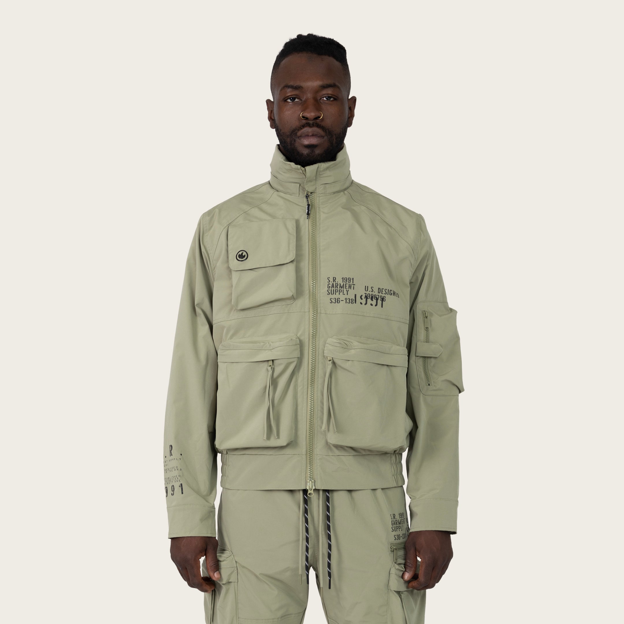 Racing Utility Windbreaker Jacket - Oil Green