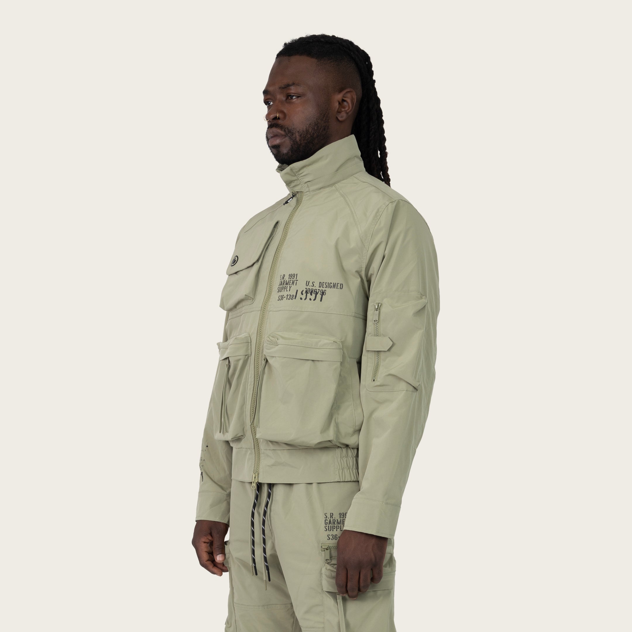Racing Utility Windbreaker Jacket - Oil Green