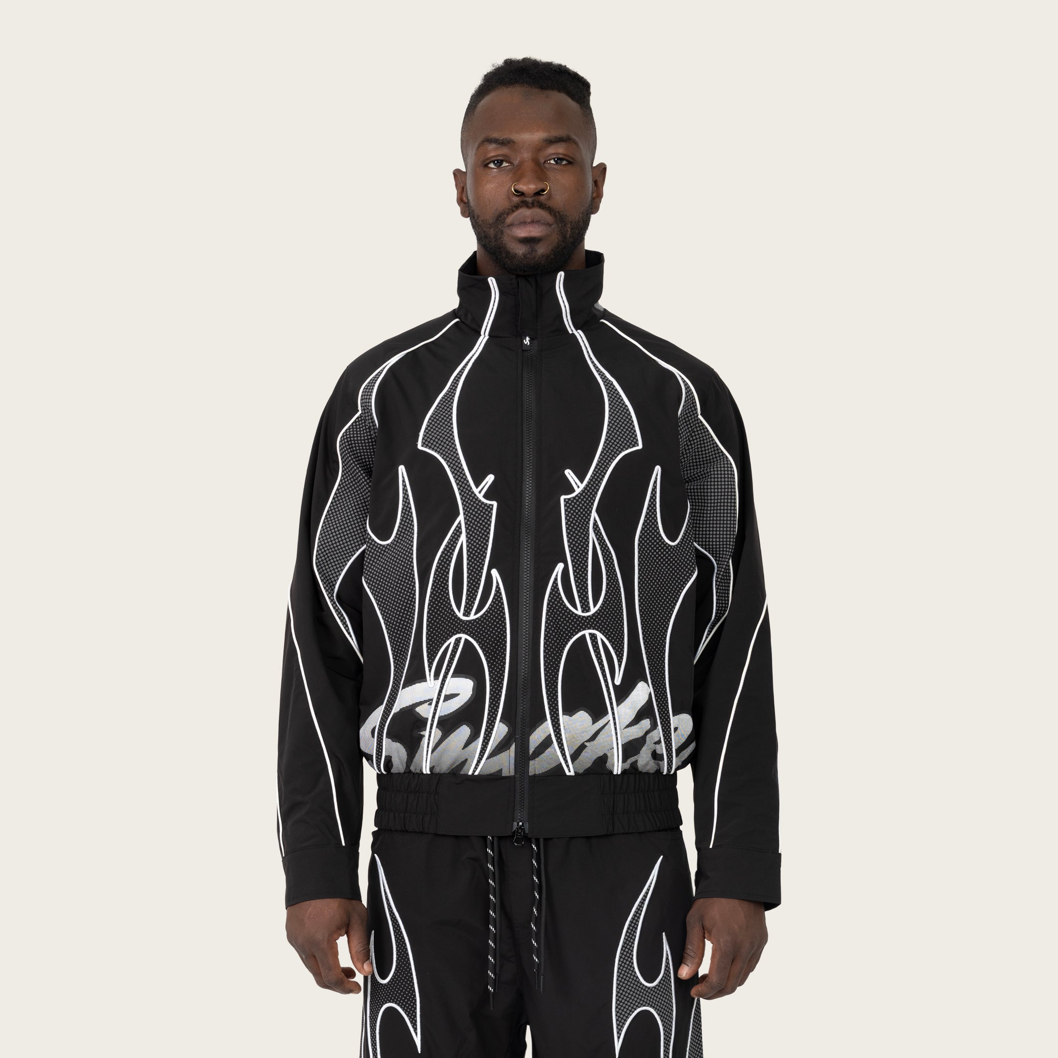 Racing Gear Shift Windbreaker Jacket - Black