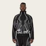 Racing Gear Shift Windbreaker Jacket - Black