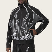 Racing Gear Shift Windbreaker Jacket - Black