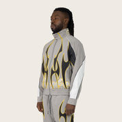 Racing Gear Shift Windbreaker Jacket - Light Grey