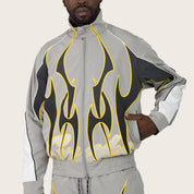 Racing Gear Shift Windbreaker Jacket - Light Grey