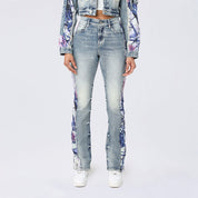 High Rise Bootcut Stacked Mixed Media Jeans