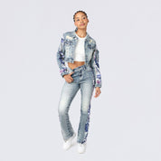 Cropped Mixed Media Jean Jacket