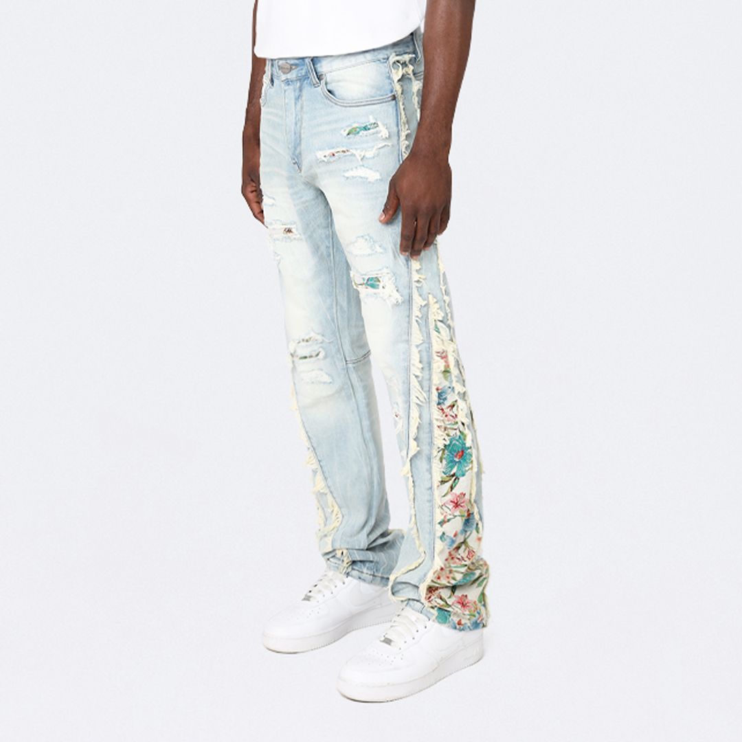 Straight Tapestry Embroidered Jeans